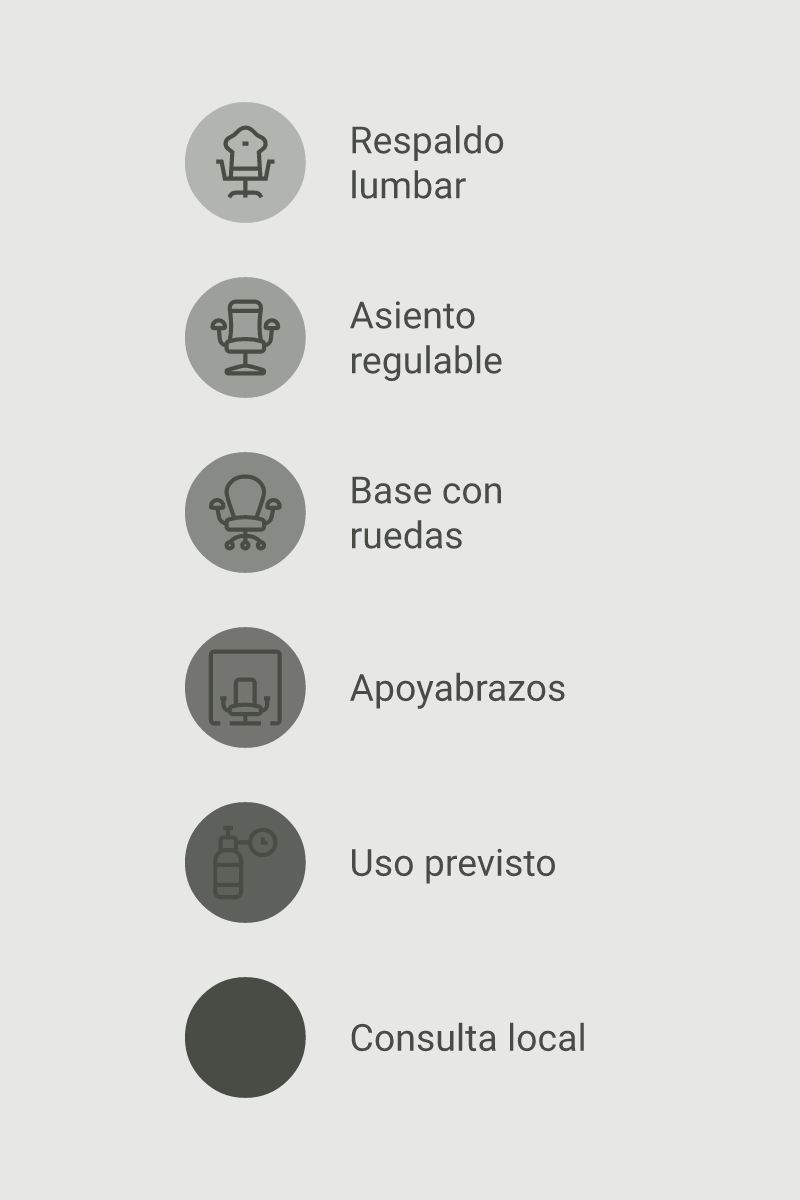 Infografía: cuatro puntos para revisar una silla ergonómica antes de consultar en TorreFuerte